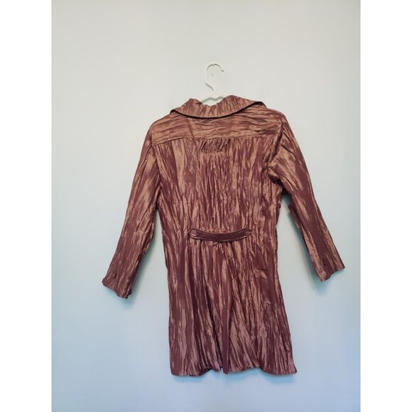 Noelle Women 12 14 Jacket Gold y2k Manhattan Port Shirt Button Crinkle Satin NWT - Picture 2 of 7